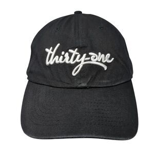 Thirty-One Slideback Hat Black One Size Adjustable Embroidered Vented Holes